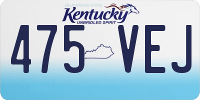 KY license plate 475VEJ