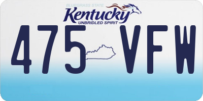 KY license plate 475VFW