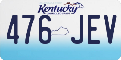 KY license plate 476JEV