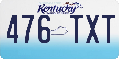 KY license plate 476TXT