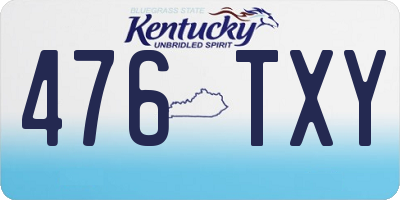 KY license plate 476TXY