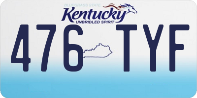 KY license plate 476TYF