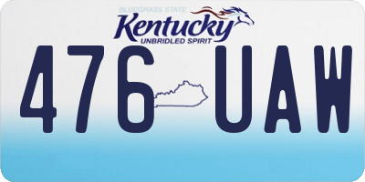 KY license plate 476UAW
