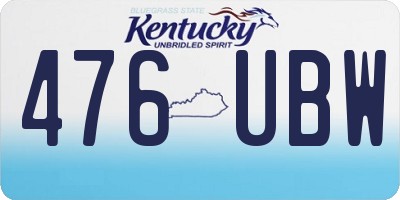 KY license plate 476UBW