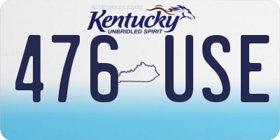 KY license plate 476USE