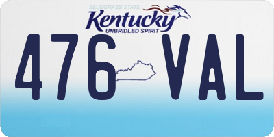 KY license plate 476VAL