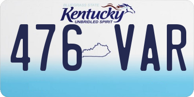 KY license plate 476VAR