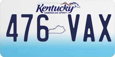 KY license plate 476VAX