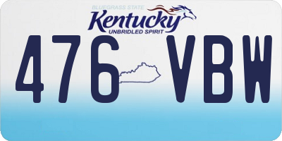KY license plate 476VBW