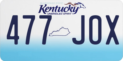 KY license plate 477JOX