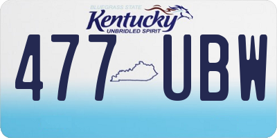 KY license plate 477UBW