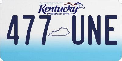 KY license plate 477UNE