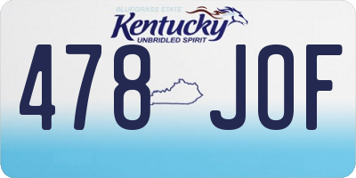 KY license plate 478JOF