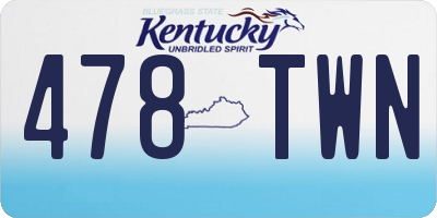 KY license plate 478TWN