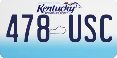 KY license plate 478USC