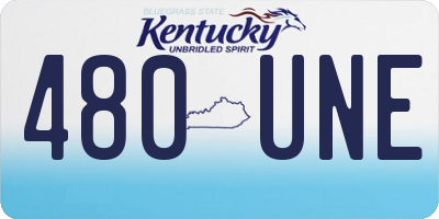 KY license plate 480UNE