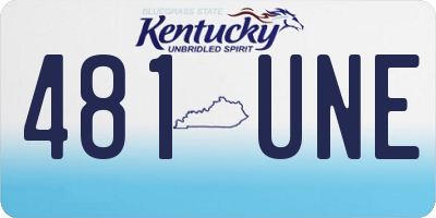 KY license plate 481UNE