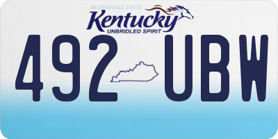 KY license plate 492UBW