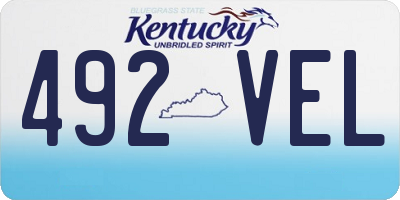 KY license plate 492VEL