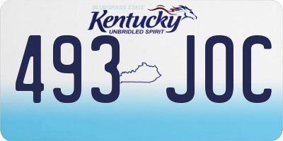 KY license plate 493JOC