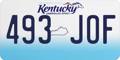 KY license plate 493JOF