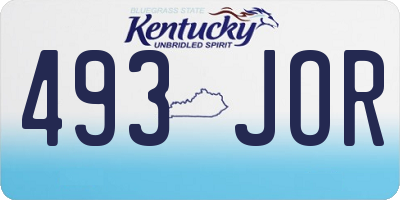 KY license plate 493JOR