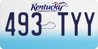 KY license plate 493TYY