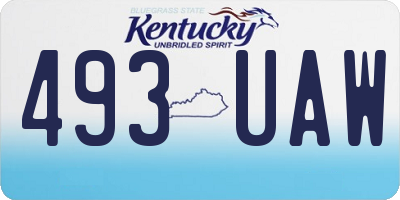 KY license plate 493UAW