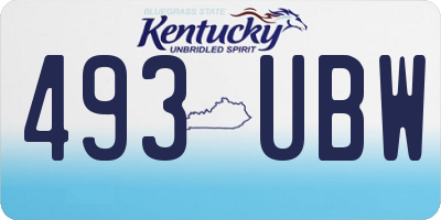 KY license plate 493UBW