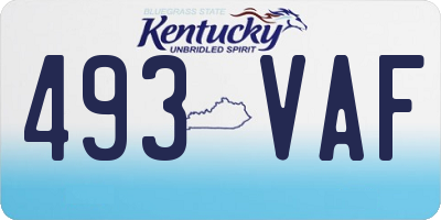 KY license plate 493VAF