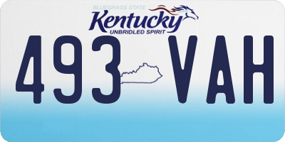 KY license plate 493VAH
