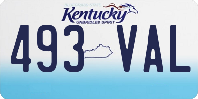 KY license plate 493VAL