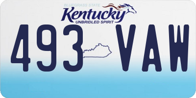KY license plate 493VAW