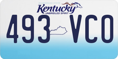 KY license plate 493VCO