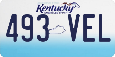 KY license plate 493VEL