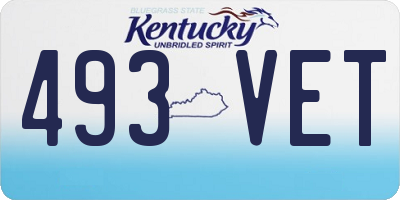 KY license plate 493VET