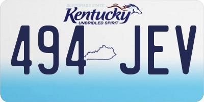 KY license plate 494JEV