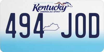 KY license plate 494JOD