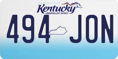 KY license plate 494JON