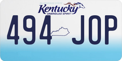 KY license plate 494JOP