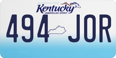 KY license plate 494JOR