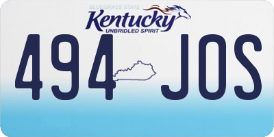 KY license plate 494JOS