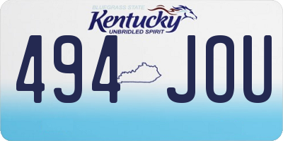 KY license plate 494JOU