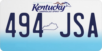 KY license plate 494JSA