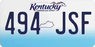 KY license plate 494JSF