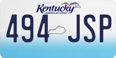 KY license plate 494JSP