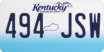 KY license plate 494JSW