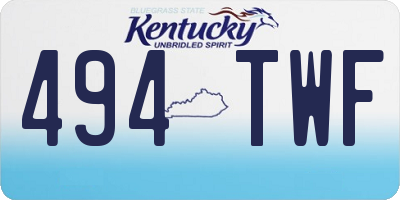 KY license plate 494TWF