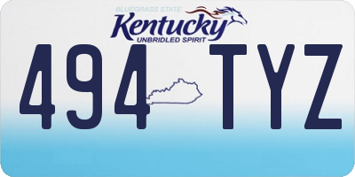KY license plate 494TYZ