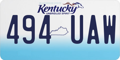 KY license plate 494UAW